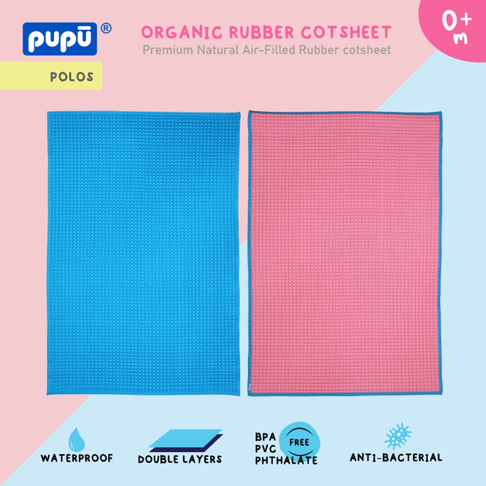 PUPU Baby Organic Rubber Cot Sheet Perlak Bayi 100% Karet Organik 90cm x 60cm