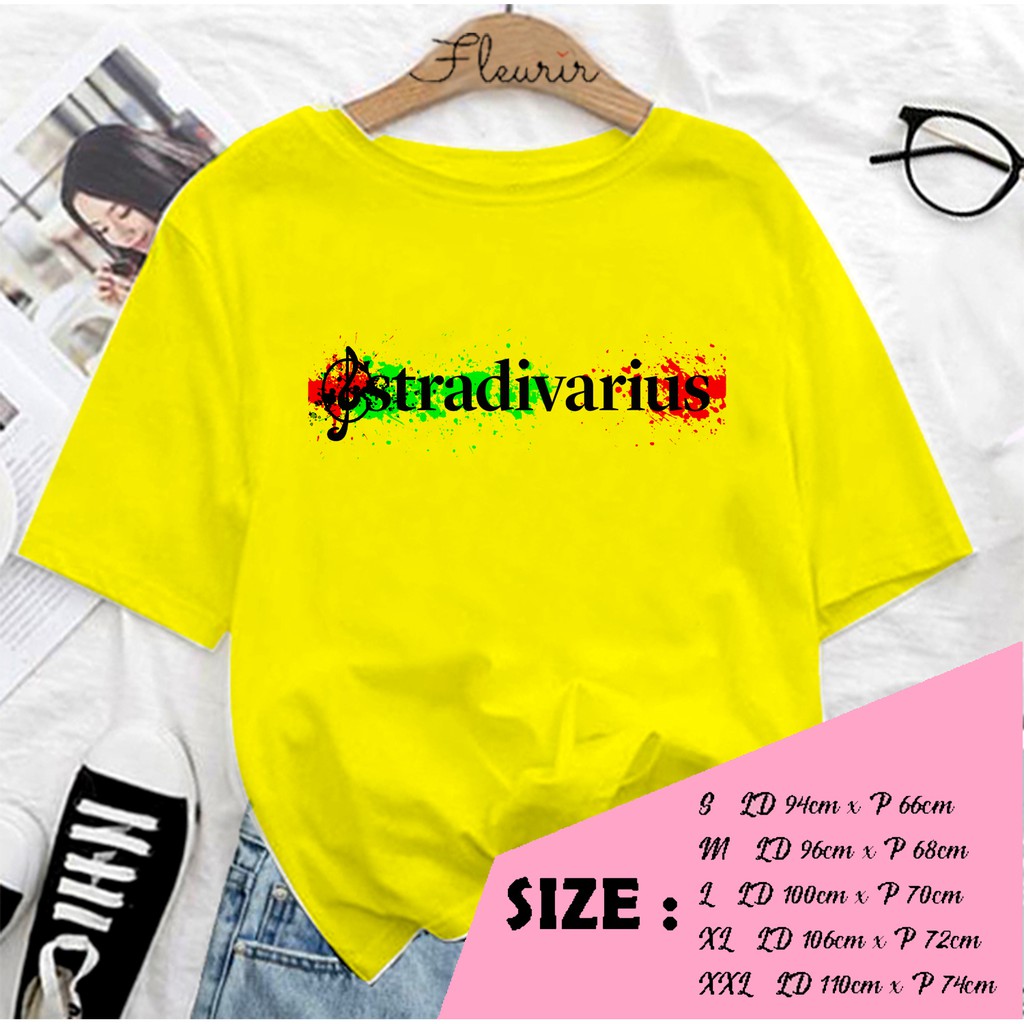 FLEURIR - KAOS STRADIVARIUS WANITA DEWASA LENGAN PENDEK TUMBLR TEE UNISEX