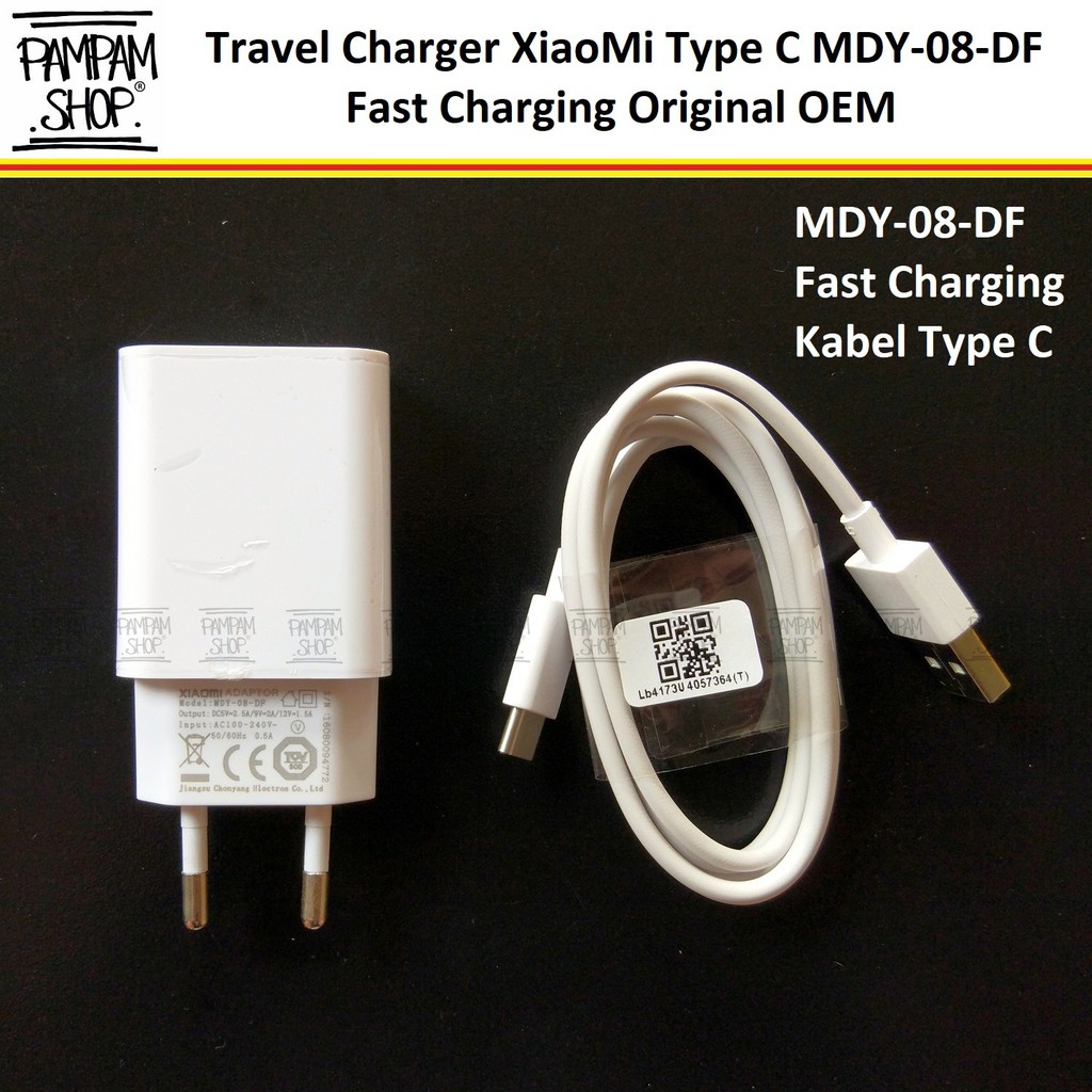 Travel Charger Casan XIAOMI PUTIH Type C Colokan Indonesia Fast Charging MDY-08-DF MDY08DF Mi4C Mi5