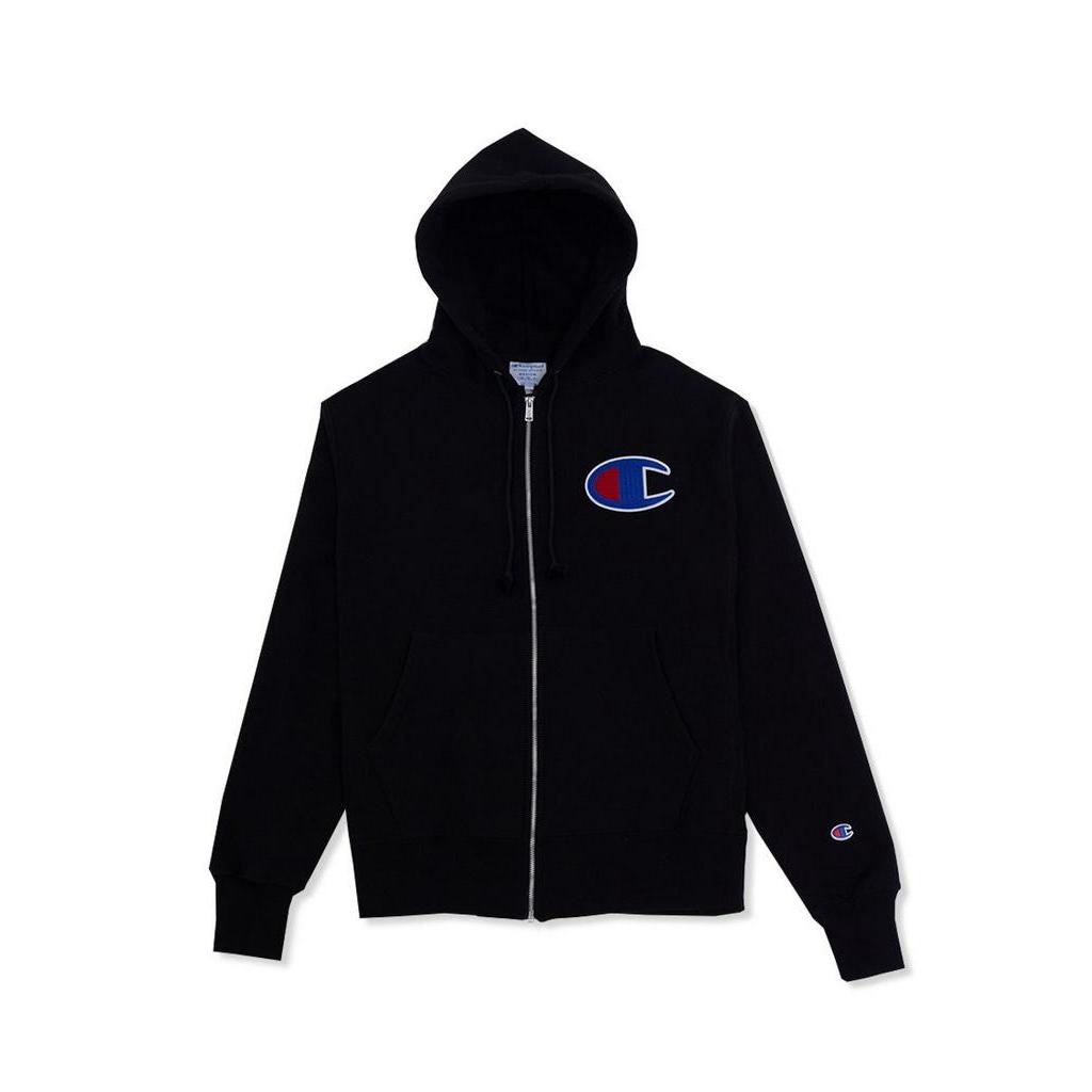 Yard Sale Champion Reverse Weave Fleece Full Zip Hood - Big Logo C Black