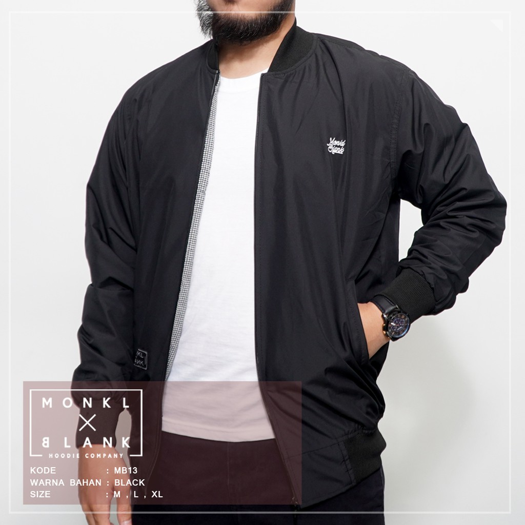 JAKET PRIA JAKET BOMBER MERK MONKL BLANK BAHAN PARASUT JN ORIGINAL DISTRO