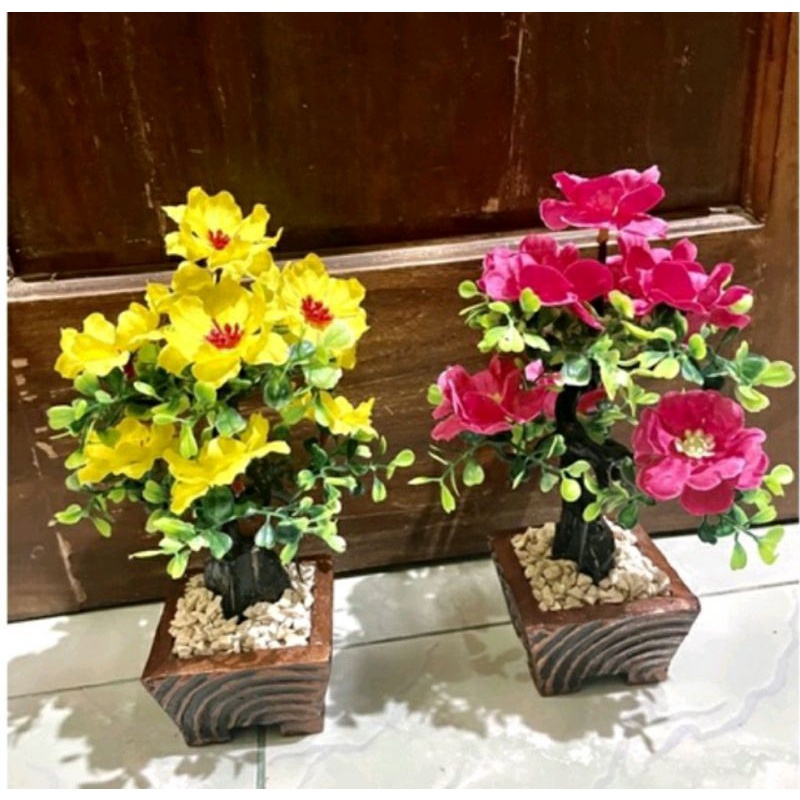 (1kg muat 6bunga)Bunga plus pot Bunga sakura Bunga hias plastik bunga sakura sakura murah pot kayu u