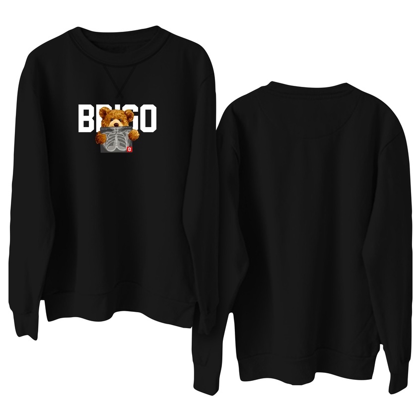 BRIGO Basic Sweatshirt BERUANG RONTGEN II Sweater Crewneck BRIGO Sablon DTF Fleece Cotton M-XXL (Pria &amp; Wanita) Free stiker&amp;Gantungan Kunci