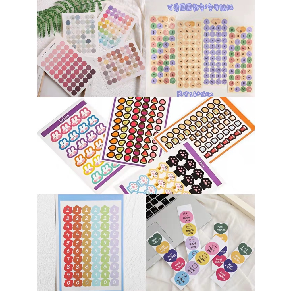 Stiker Bulat Dot Stiker Smile Stiker Warna Morandi Sticker Deco Hias HP Tumbler Laptop Botol Minum Koper Stiker Lucu Memo Scrapbook Planner Warna Warni Color Buku Catatan Cute Imut