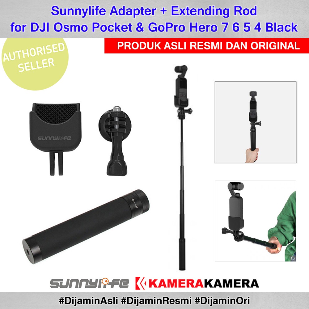 Sunnylife Extension Rod & Adapter for DJI Osmo Pocket & GoPro Hero 7 6 5 4 Black Action Camera