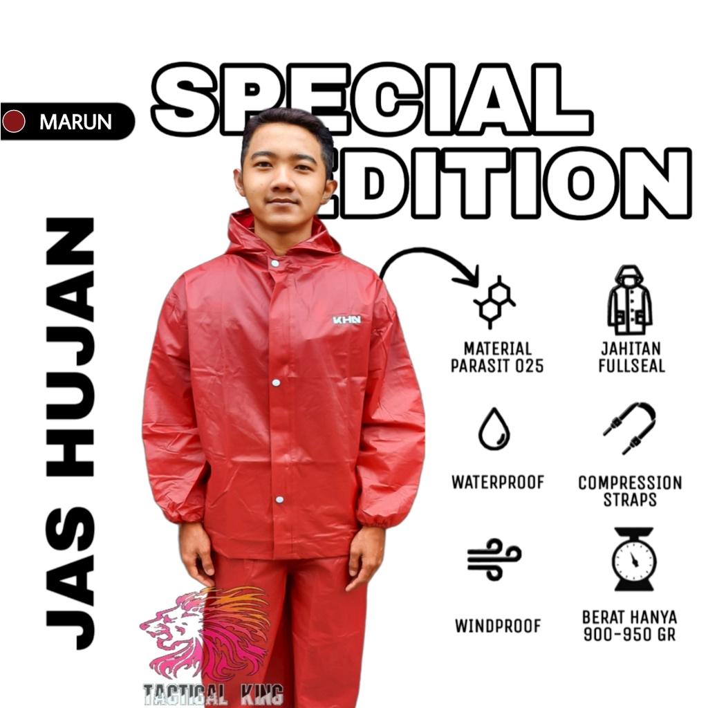 Jas Hujan Special Edition Tactical king/Jas Hujan Stelan Pria dan wanita/Jas Hujan Motor