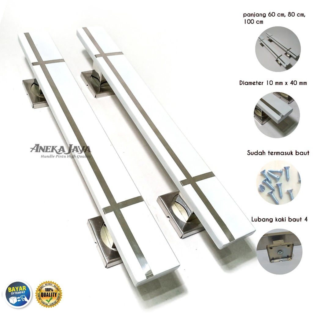 Handle Pintu panjang 60 cm , 80 cm , 100 cm Tarikan Pintu Pegangan Pintu rumah minimalis putih