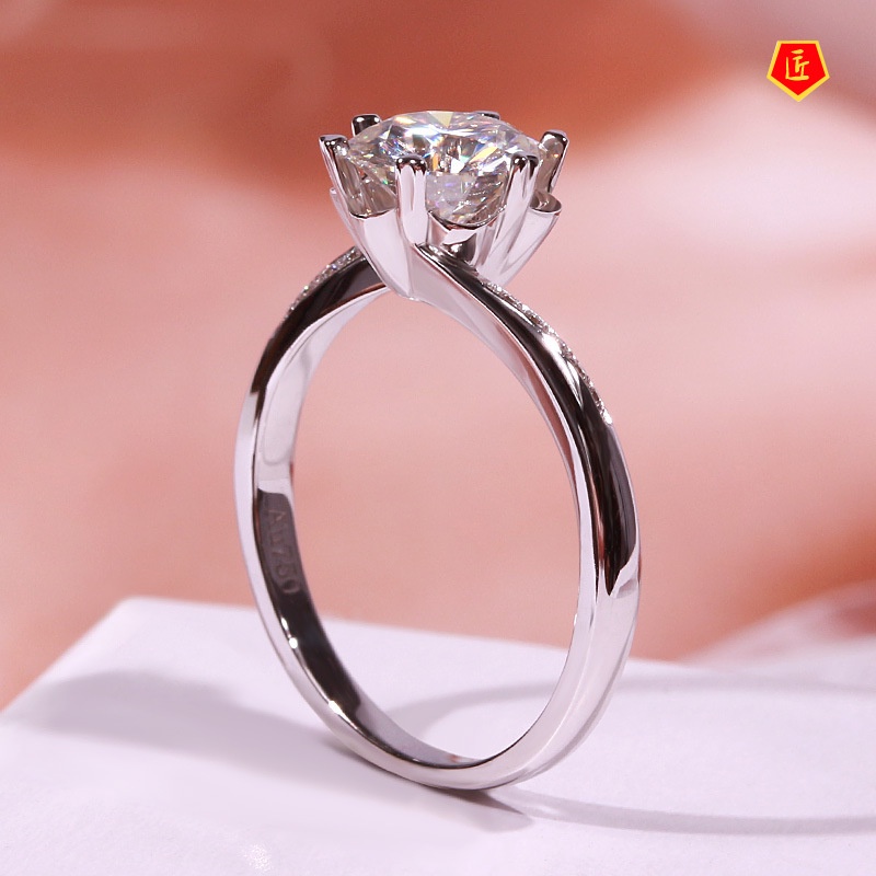 [Ready Stock]Classic Six-Claw Flower 2 Karat Moissanite Ring Female