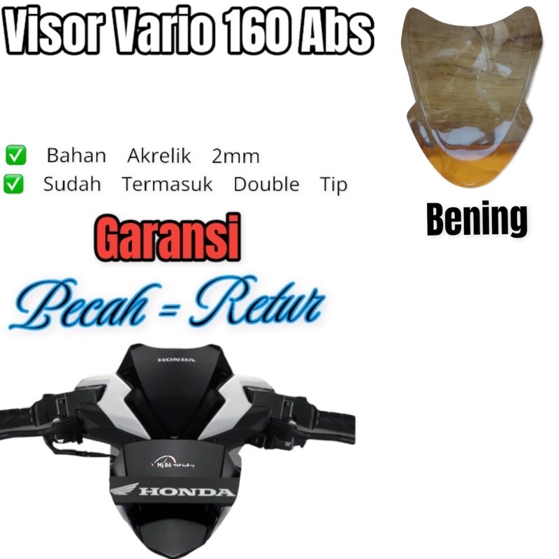 Visor Vario 160 Led Abs Free Double Tip Kualitas Orginal Warna Hitam Smoke Bening Model Panjang