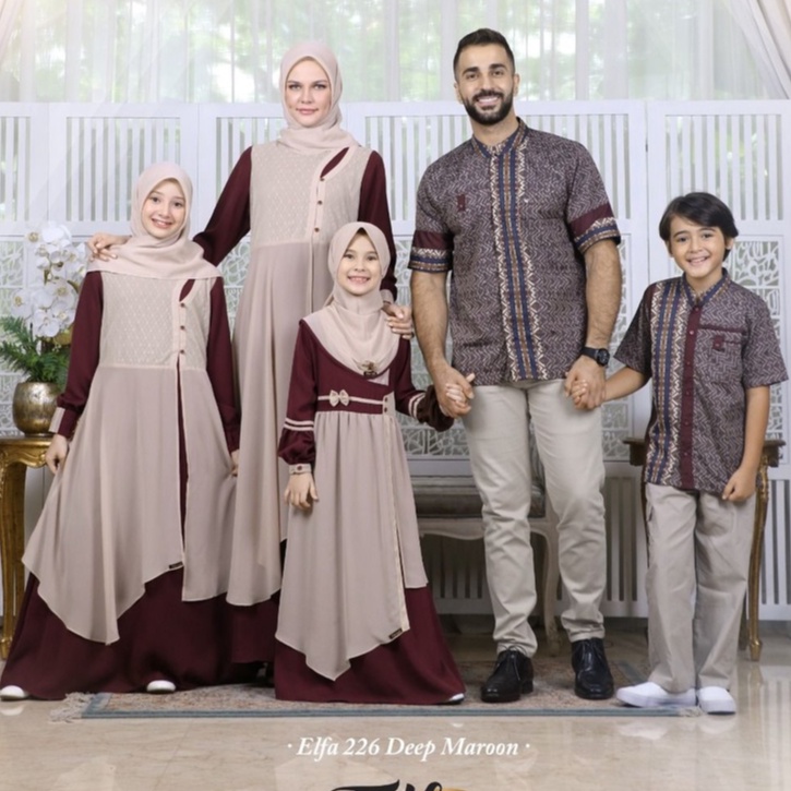 SERAGAM KELUARGA ELFA 226 DEEP MAROON ORIGINAL ETHICA DRESS BAJU BUSANA MUSLIM WANITA BUSUI GAMIS CO