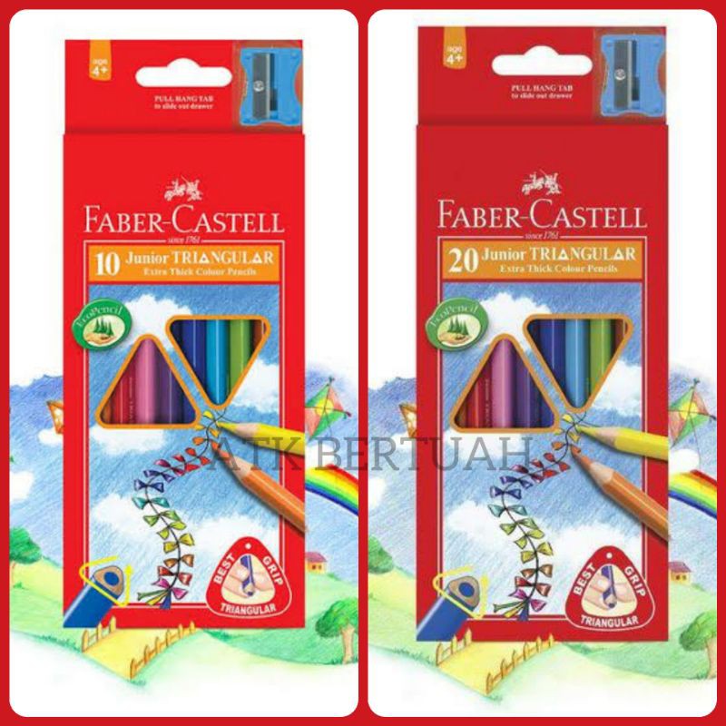 

HJK FABER CASTELL JUNIOR TRIANGULAR GRIP COLOUR PENCIL SET 10 20 30 PENSIL WARNA SEGITIGA