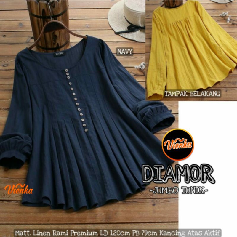Diamor tunik katun linen jumbo Ld 120