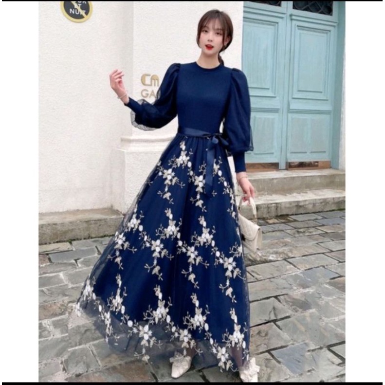 GAMIS TILE BUNGA IMPORT RAJUT READY STOK