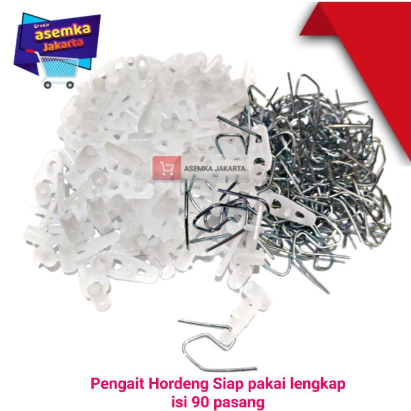 (90pcs)Cantolan + kawat Pengait Gorden Hordeng perpack Grosir