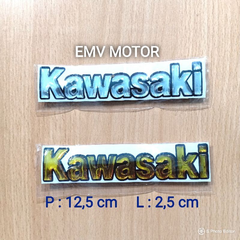 Emblem motor KAWASAKI,logo KAWASAKI,Sticker timbul KAWASAKI