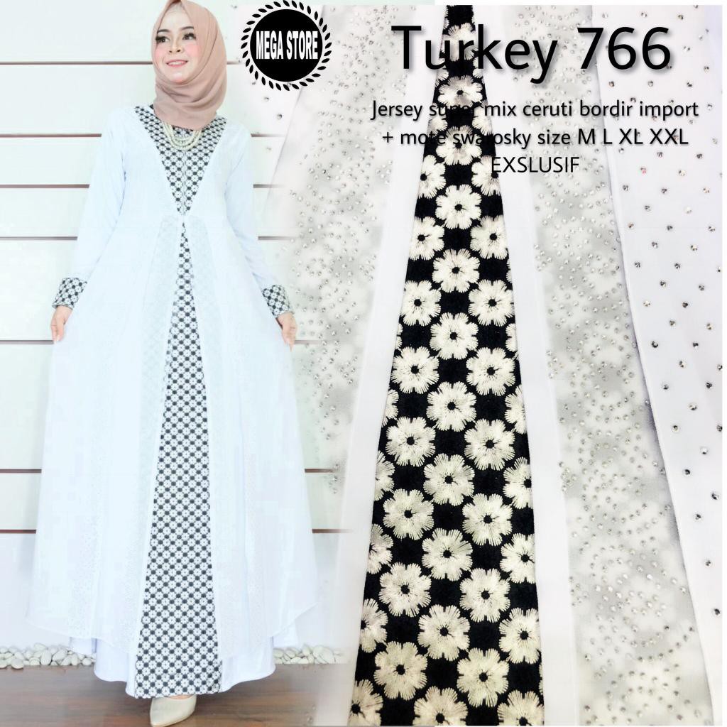 Dress Turkey 766 PUTIH MIX CERUTI IMPORT