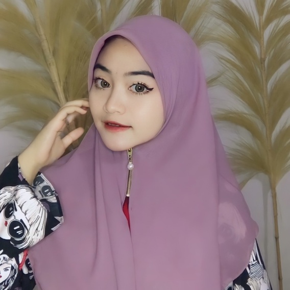 Hijab Zipper Segiempat Bella Square Instan Pollycotton / Krudung Resleting Polos Segi Empat Instant