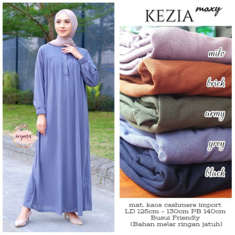 KEZIA MAXY BY SEYMA | MAXI DRESS KANCING, BUSUI FRIENDLY, TANGAN KERUT, BAHAN KAOS | DRESS JUMBO