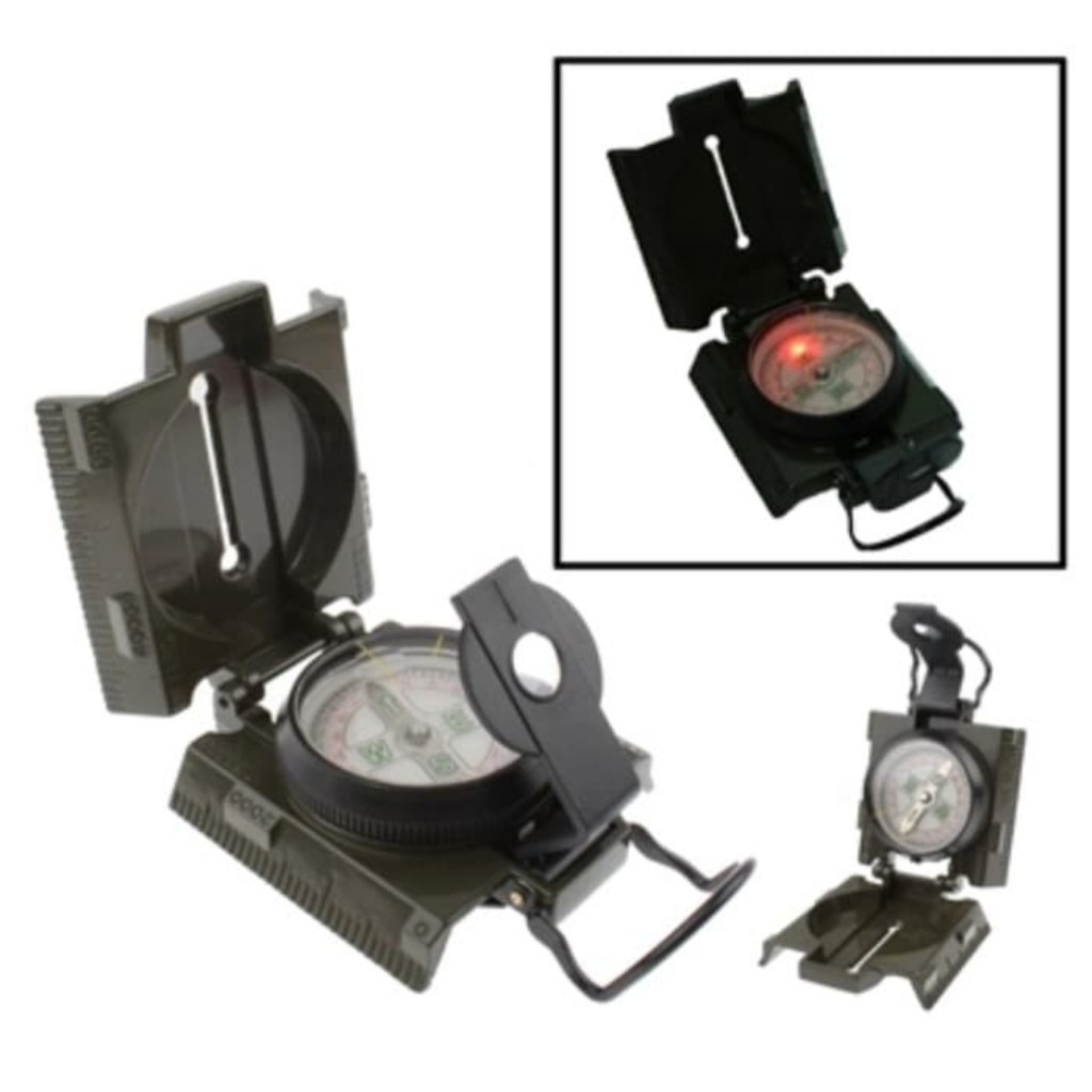 Kompas tembak bidik oritenteering outdoor lensatic prismatic compass (Ada lampu) camping outdoor