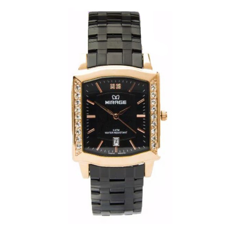 JAM TANGAN Mirage 7442 Rosegold Black Man MDBBRBA
