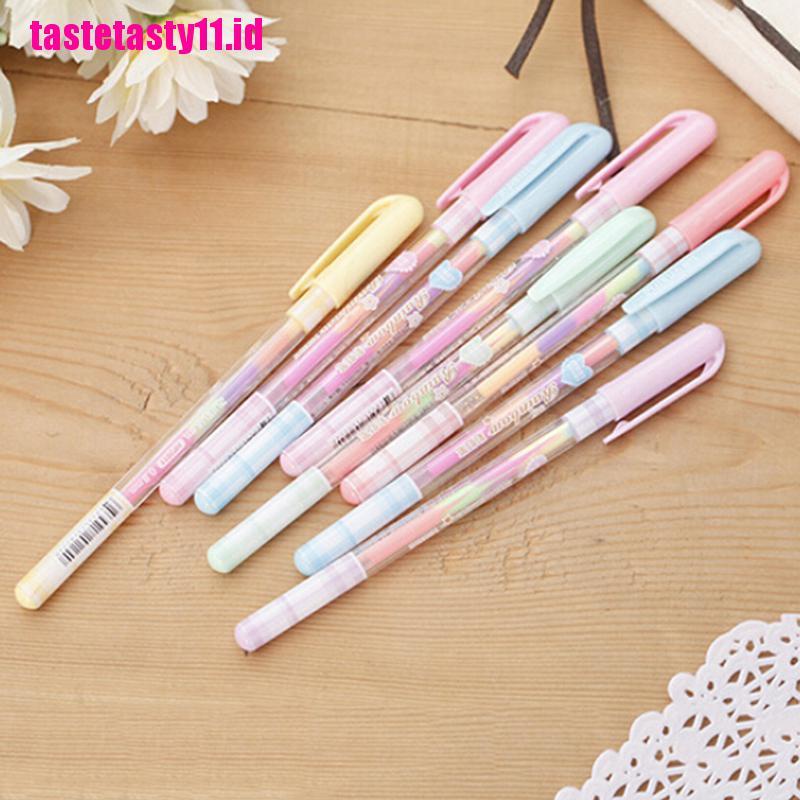 【TTID】2pc Cute Highlighter Pen Marker Stationary Point Pen Ballpen 6 Color