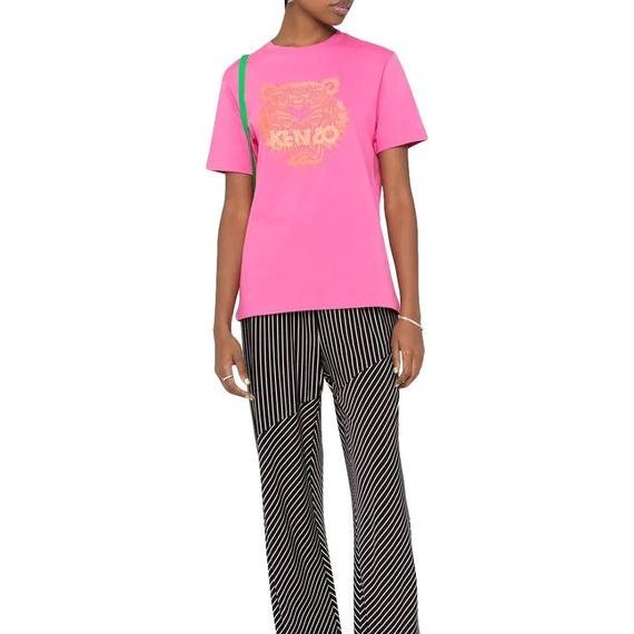 Kenzo Tiger Head Print T-Shirt Pink