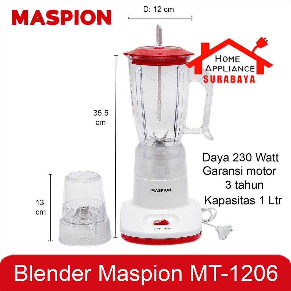 Blender Maspion Plastik 2 IN 1 MT-1206 / MT 1206 Kapasitas 1 Liter