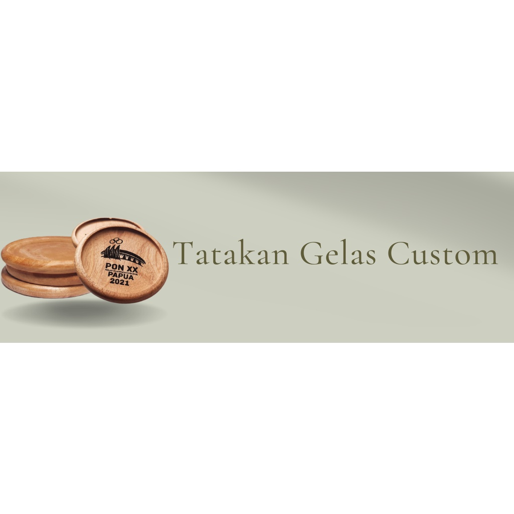 Custom Grafir Coaster Kayu Diameter 9cm Tatakan Gelas Kayu Coaster Kayu Alas Cangkir Kayu Mahoni