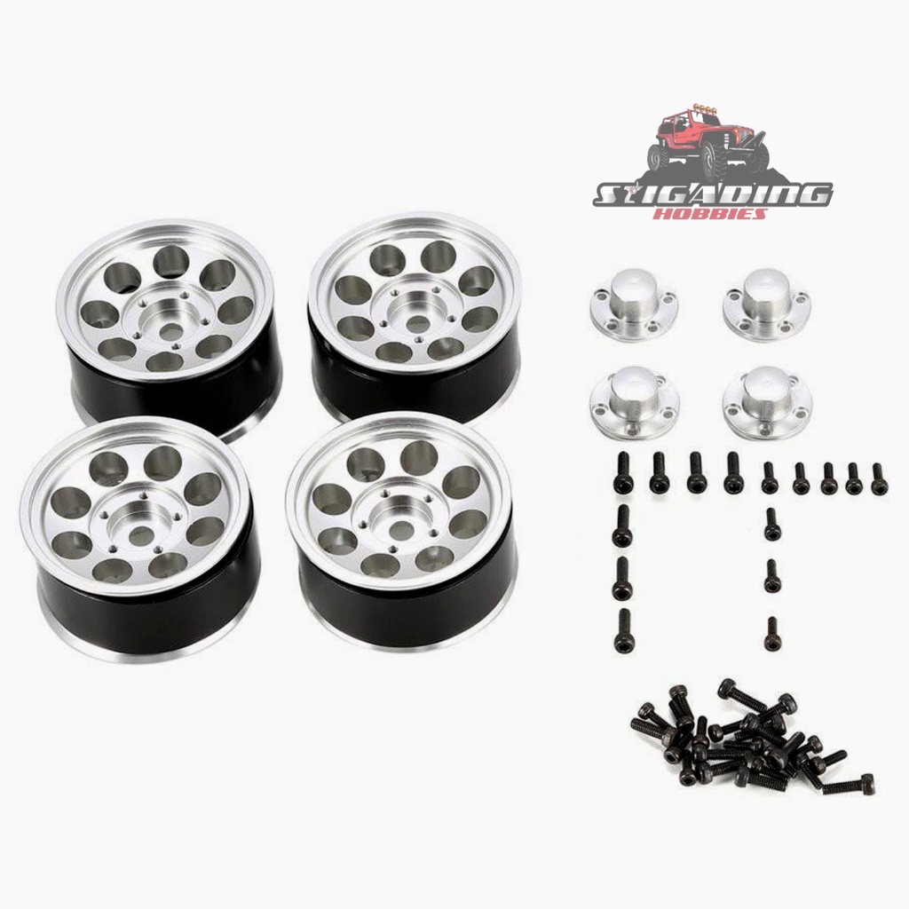 4 PCS VELG METAL RIM BEADLOCK 1.55 RC SCX10 AXIAL TAMIYA AX-516