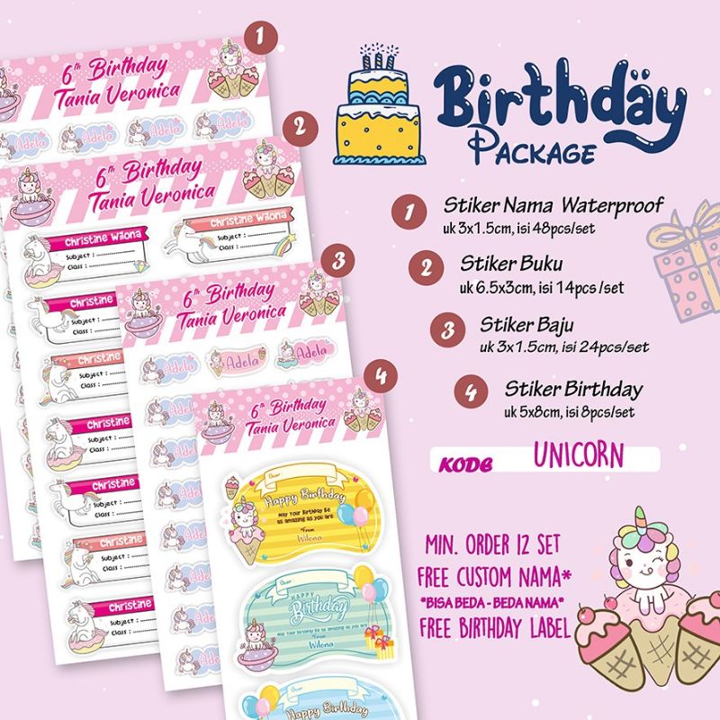 

Stiker Label birthday ulang tahun hampers souvenir ultah anak