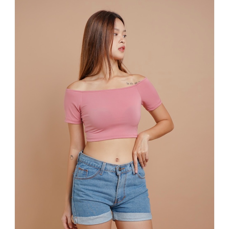 MODAVIE - ROSE TANKTOP Sabrina Crop Top T-Shirt Kaos Pendek Wanita