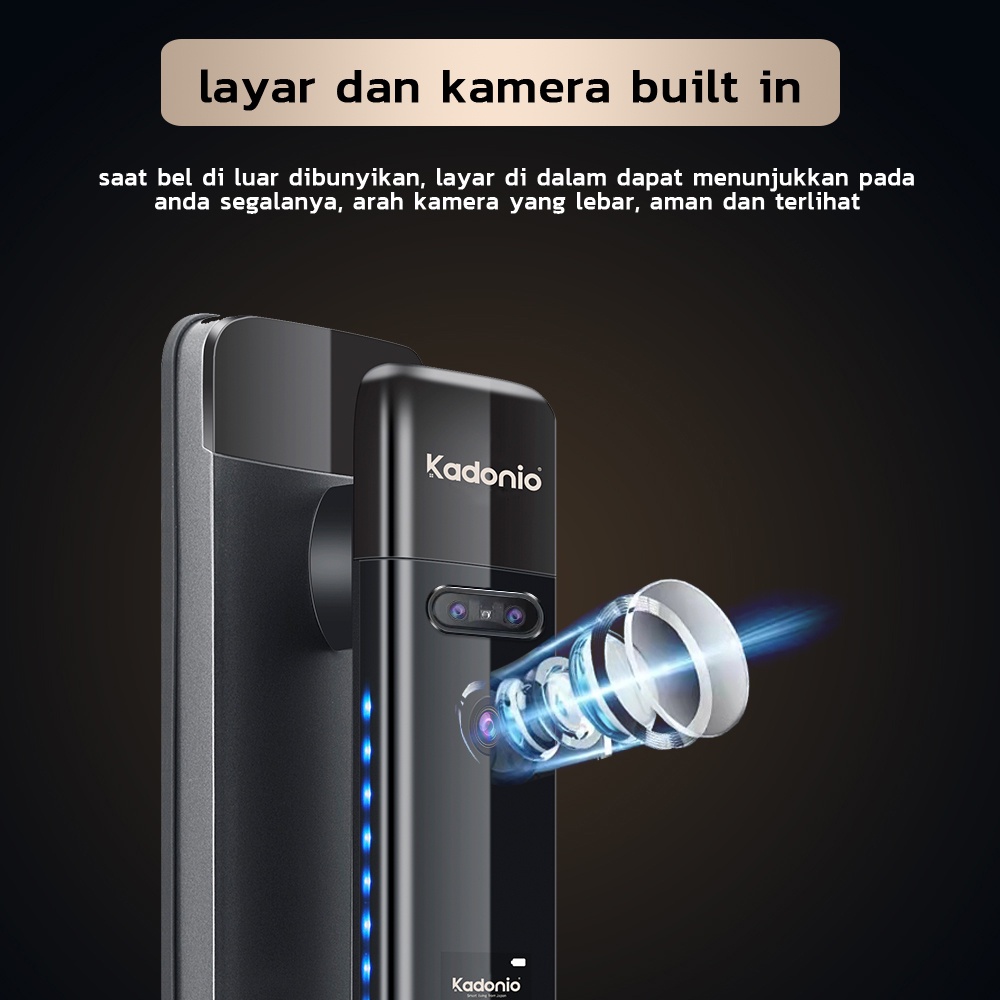 Kadonio kunci pintu digital Kunci Smart Lock Otomatis App dengan Face Id membuka kunci