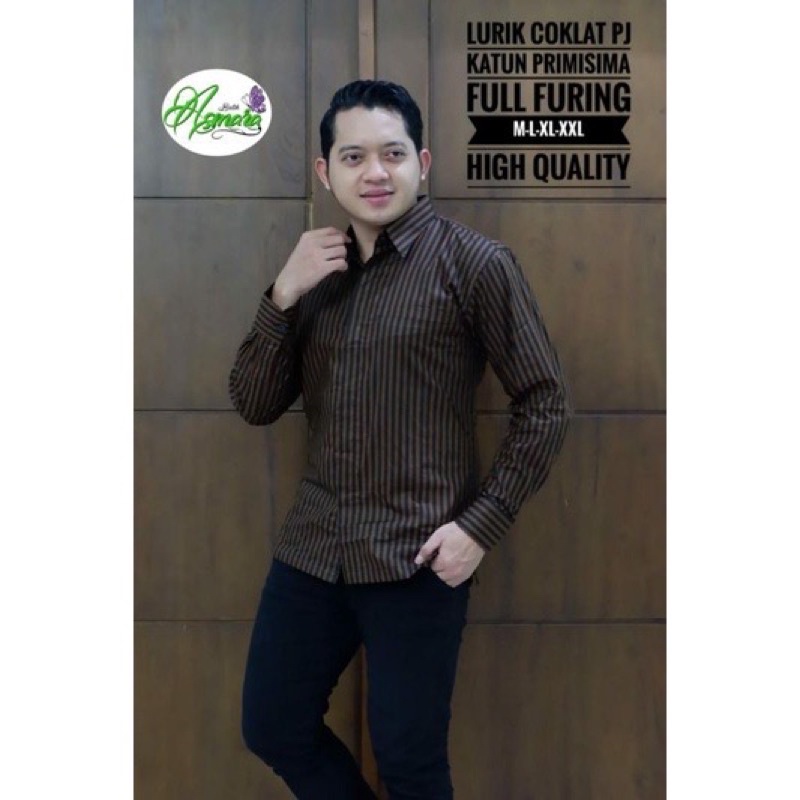 LURIK COKLAT PAN Kemeja Batik Pria Solo Asli Lengan Panjang Katun Halus FULL FURING PREMIUM Mewah At