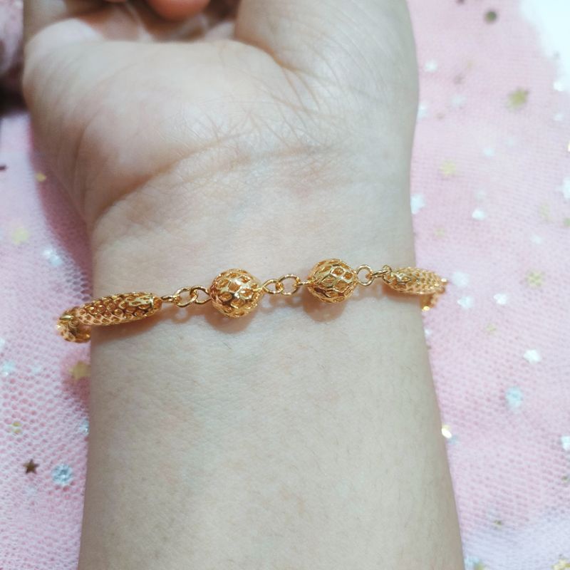 Gelang Tangan Wanita Titanium Anti Karat Lapis Emas839ME