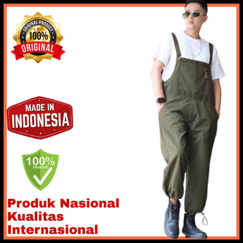 Celana Panjang Basic Overall Jumpsuit Unisex Pria Wanita - Celana Kodok Jumsuit Pants Original