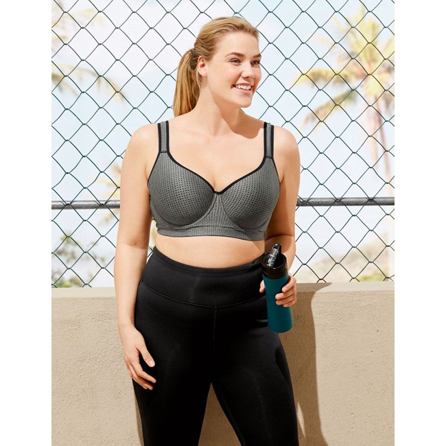 Sports Bra Crivit Medium Activity Grey Polkadots