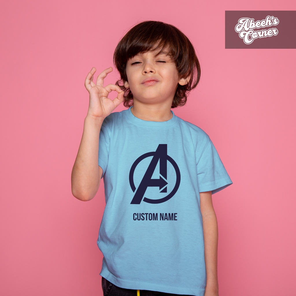 Kaos Anak Avengers Superhero Avengers - Tulisan Nama Anak Bebas - Kaos Custom Anak