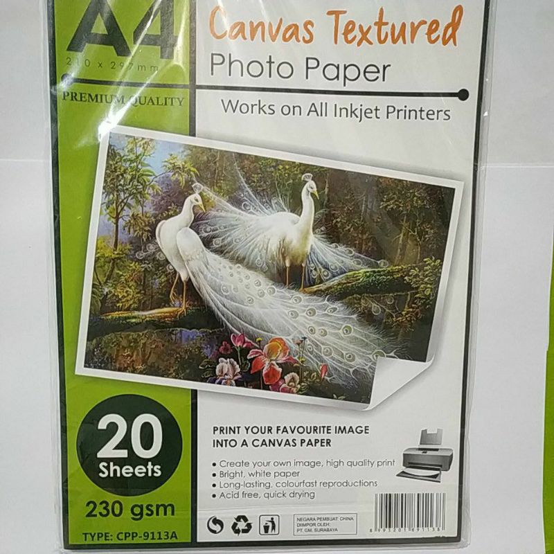 

RB Canvas V-tec Photo Paper 230 gsm A4 (20 lbr)