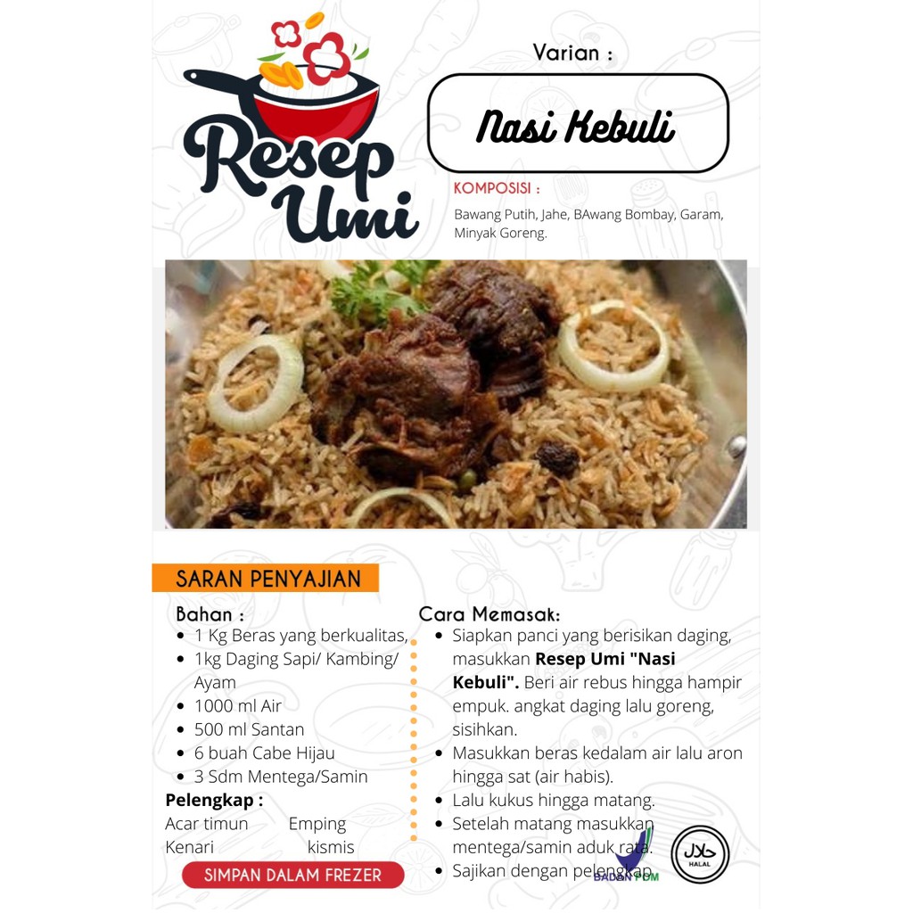 

Bumbu Nasi Kebuli Instant Bumbu Basah Makanan Arab