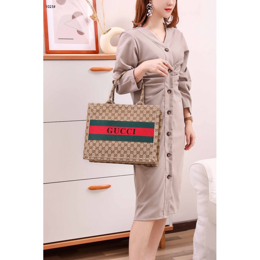 GC GG Canvas Top Handle Tote Bag  #1023