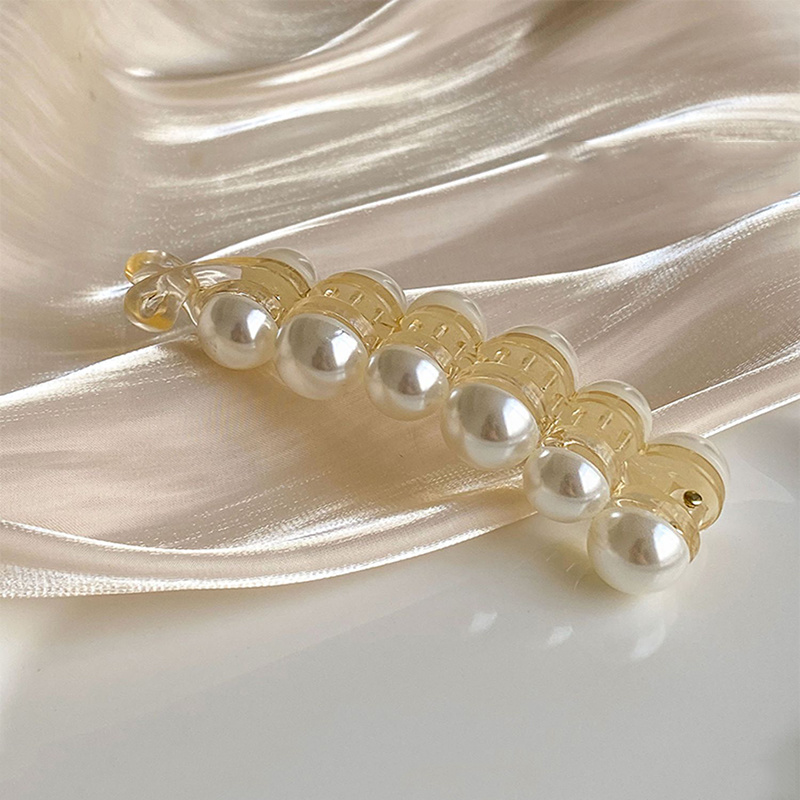 Temperament Korean Version Ins Fashion Pearl Banana Clip Ponytail Hairclip Simple Hair Accessories