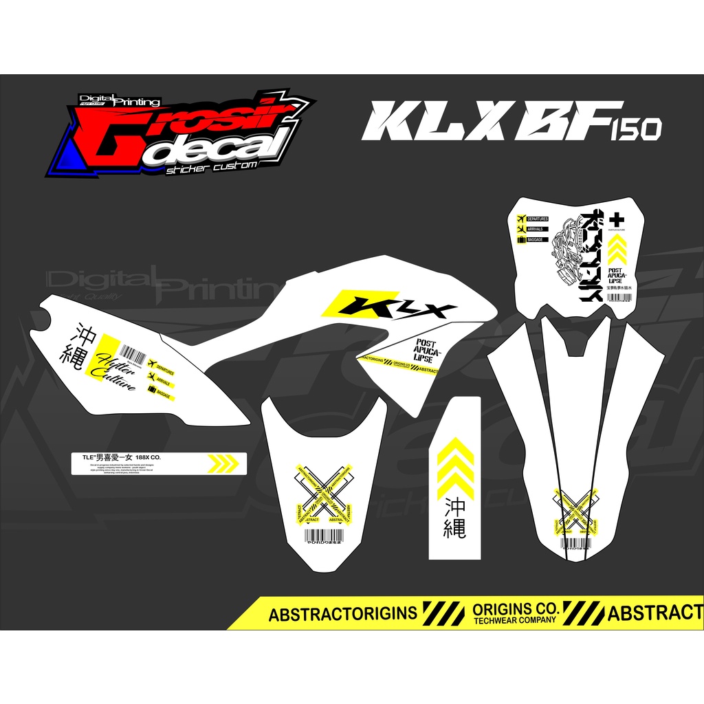 Decal KLX BF 150 / KLX 150 BF putih Fullbody Dekal KLX BF/G putih
