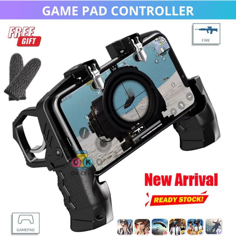 2In1 Game Pad Controller PUBG ML FF - Gamepad Android Shooter Pub g Gaming Joystick Sarung Jempol