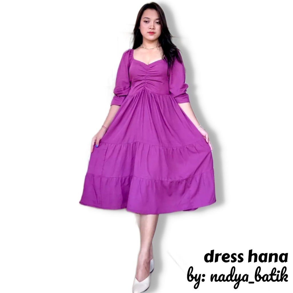 COD MIDI DRESS SUSUN SERUT DADA LENGAN PANJANG TERBARU KEKINIAN BAHAN RAYON TEBAL