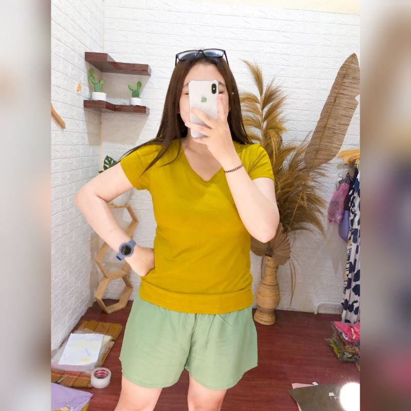 Kaos Vneck Spandek Polos