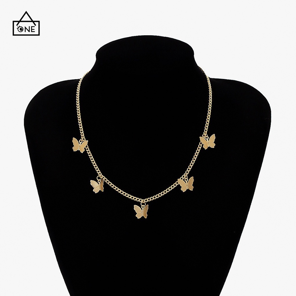 COD❤Kalung Liontin Kupu Anti Karat Rantai Klavikula Logam Kalung Geometris Fashion A one