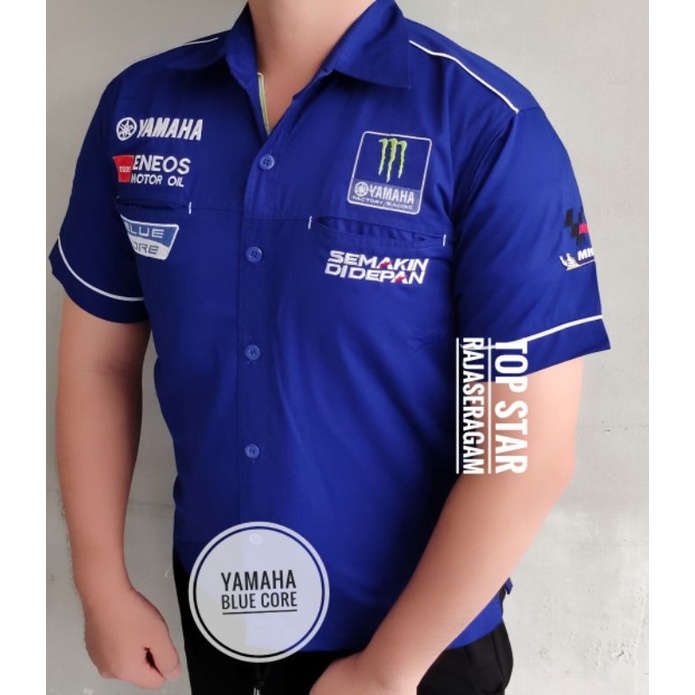 Baju Seragam Otomotif Yamaha Blue Core Moto GP Kemeja Bordir F1