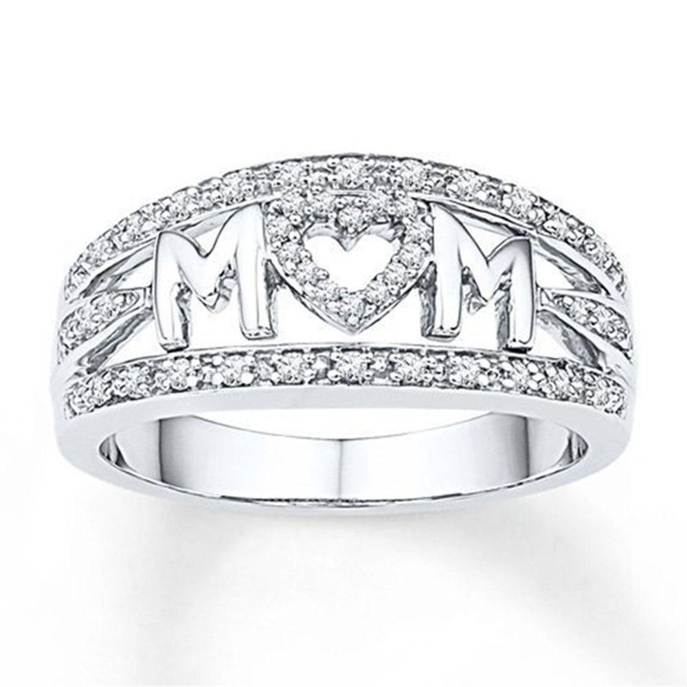 R-flower Mom Ring Princess Mewah Perhiasan Anniversary Hari Ibu Zirkon Menawan