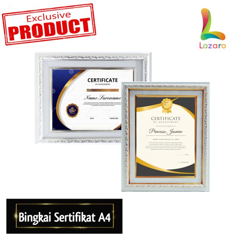 Bingkai Penghargaan Bingkai Sertifikat Frame Piagam Bingkai Ijazah Pigura Sertifikat A4 21x30 cm