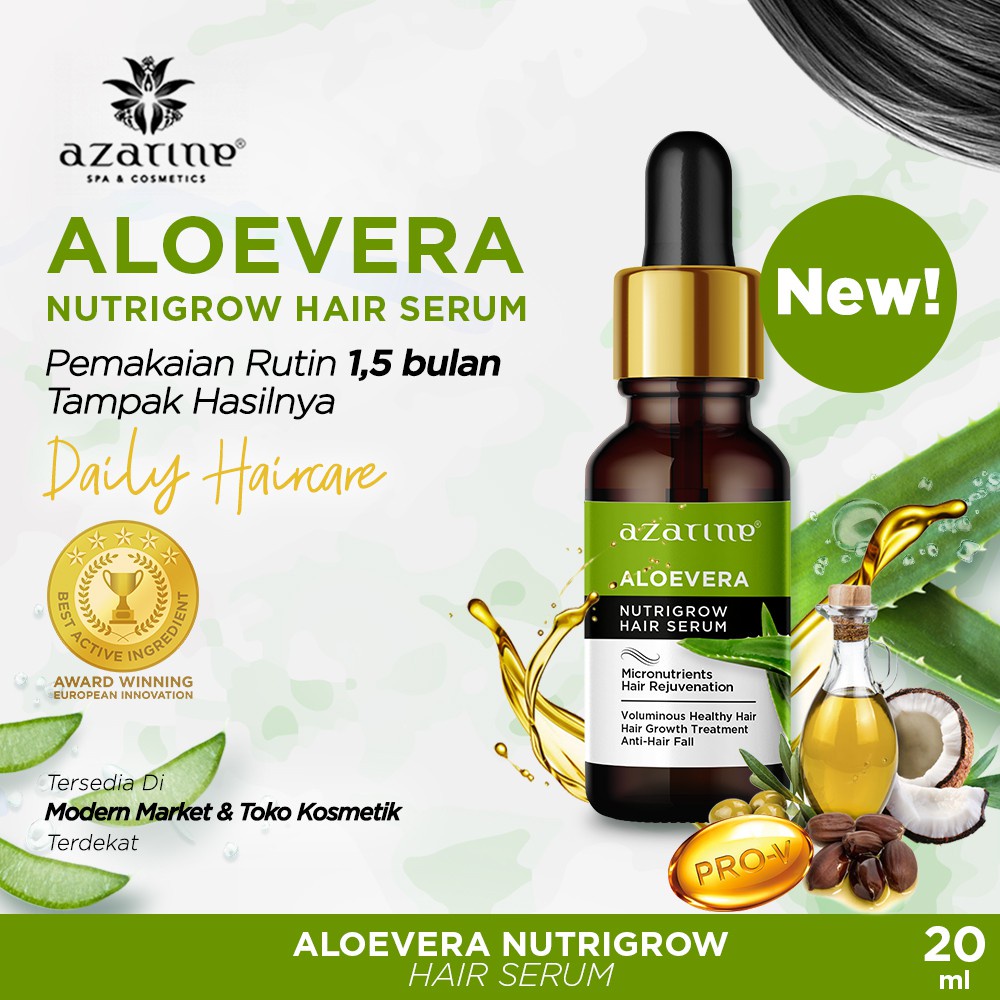 ❤DIST.ORI❤ Azarine Nutrigrow Hair Serum Apricot 20ml /  Aloe Vera 20ml-3
